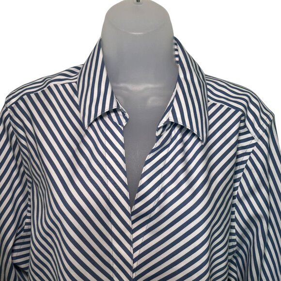 Foxcroft NYC 16W Non-Iron Stretch Striped Button Down Blouse - Picture 5 of 6
